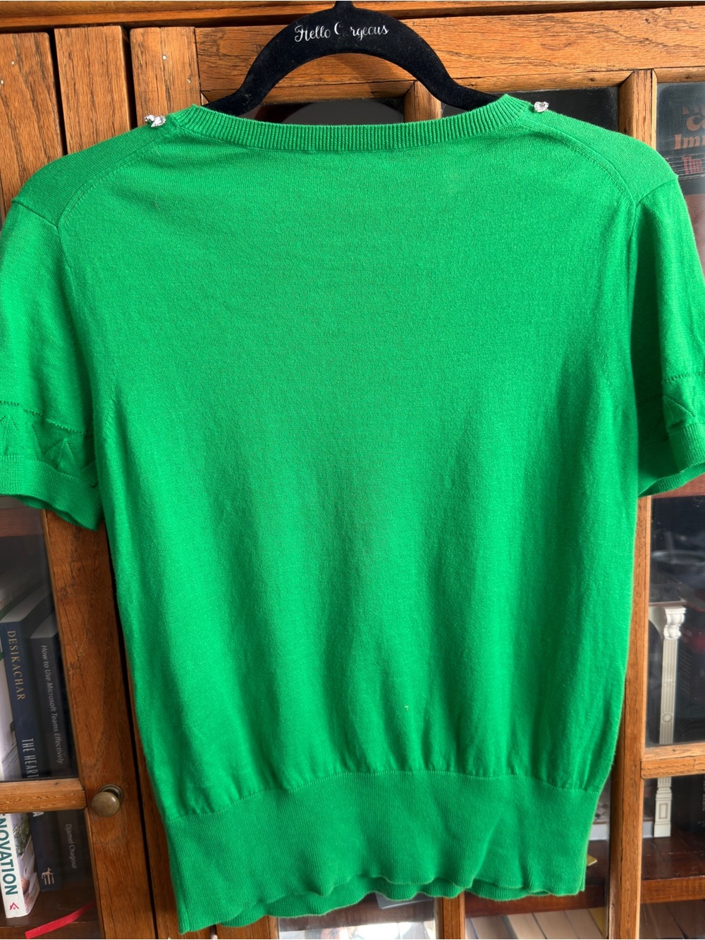Tara Jarmon Paris Emerald Green Crystal Embellished Sweater Top S - Picture 3 of 4